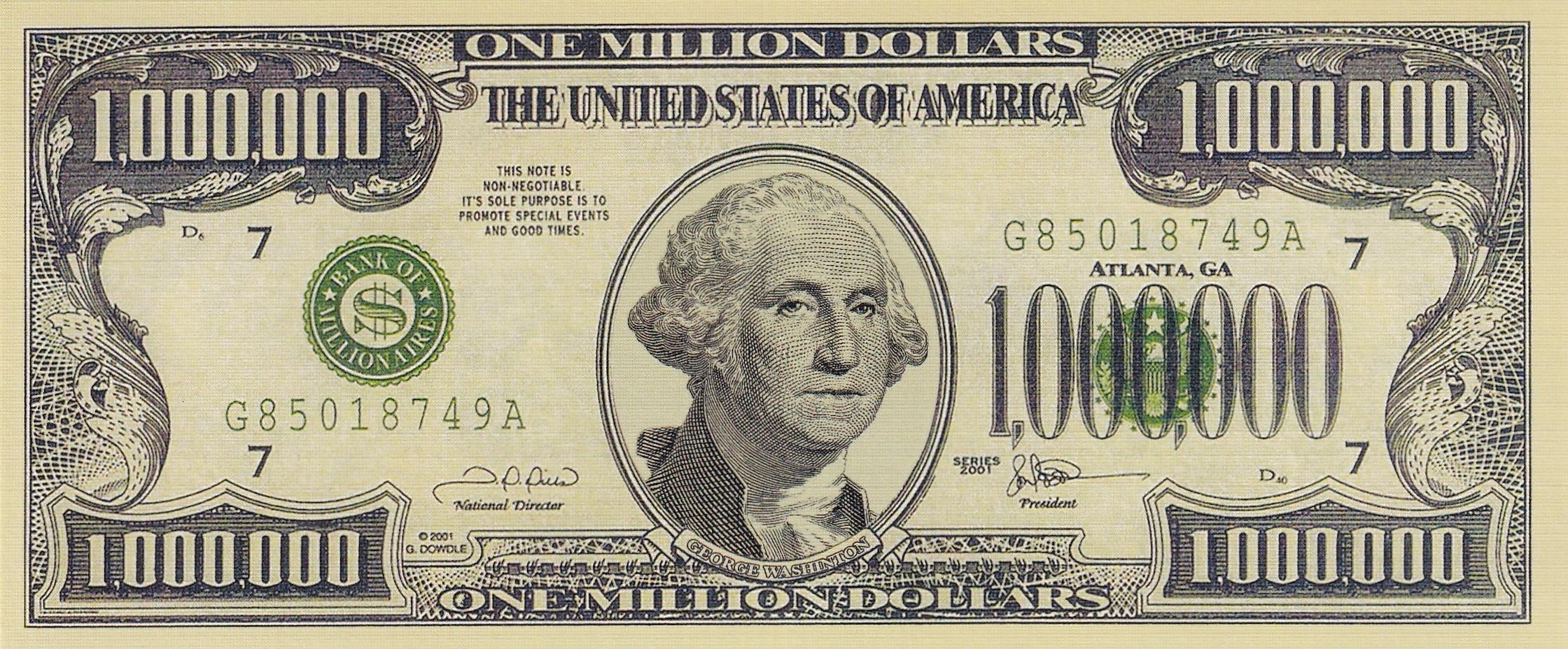 A.B.D. George Washington 1.000.000 USD (Bir Milyon Dolar) Fantezi Para
