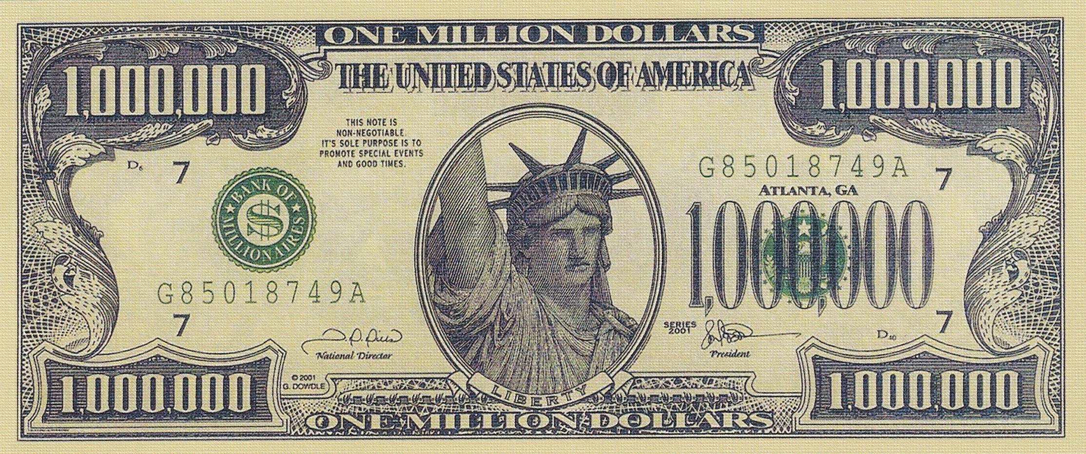 Hatıra Kağıt ParalarA.B.D. Liberty 1.000.000 USD (Bir Milyon Dolar) Fantezi Para