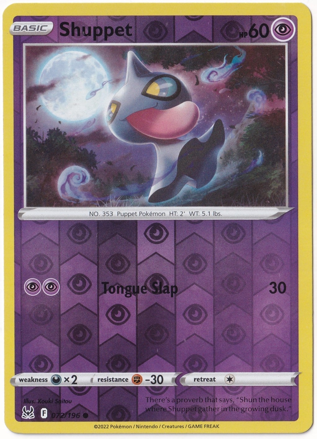 Lost OriginShuppet [Reverse Holo] #72 - Pokemon Lost Origin - Pokemon Kartı (Mint)