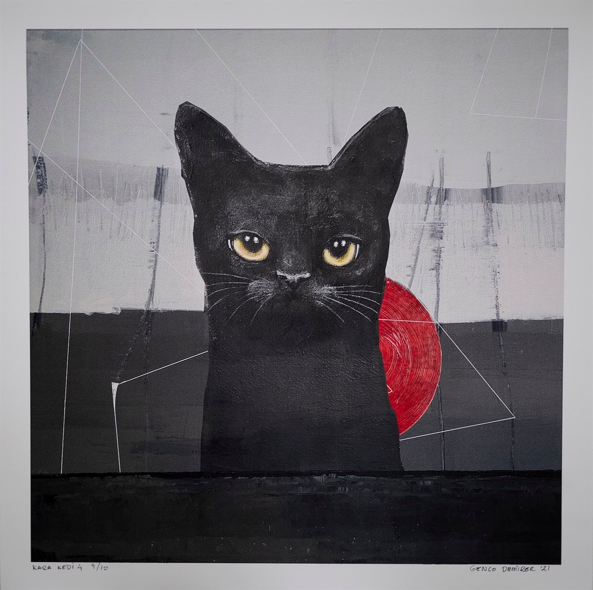 Özgün Baskı TabloGenco Demirer - Kara Kedi 4