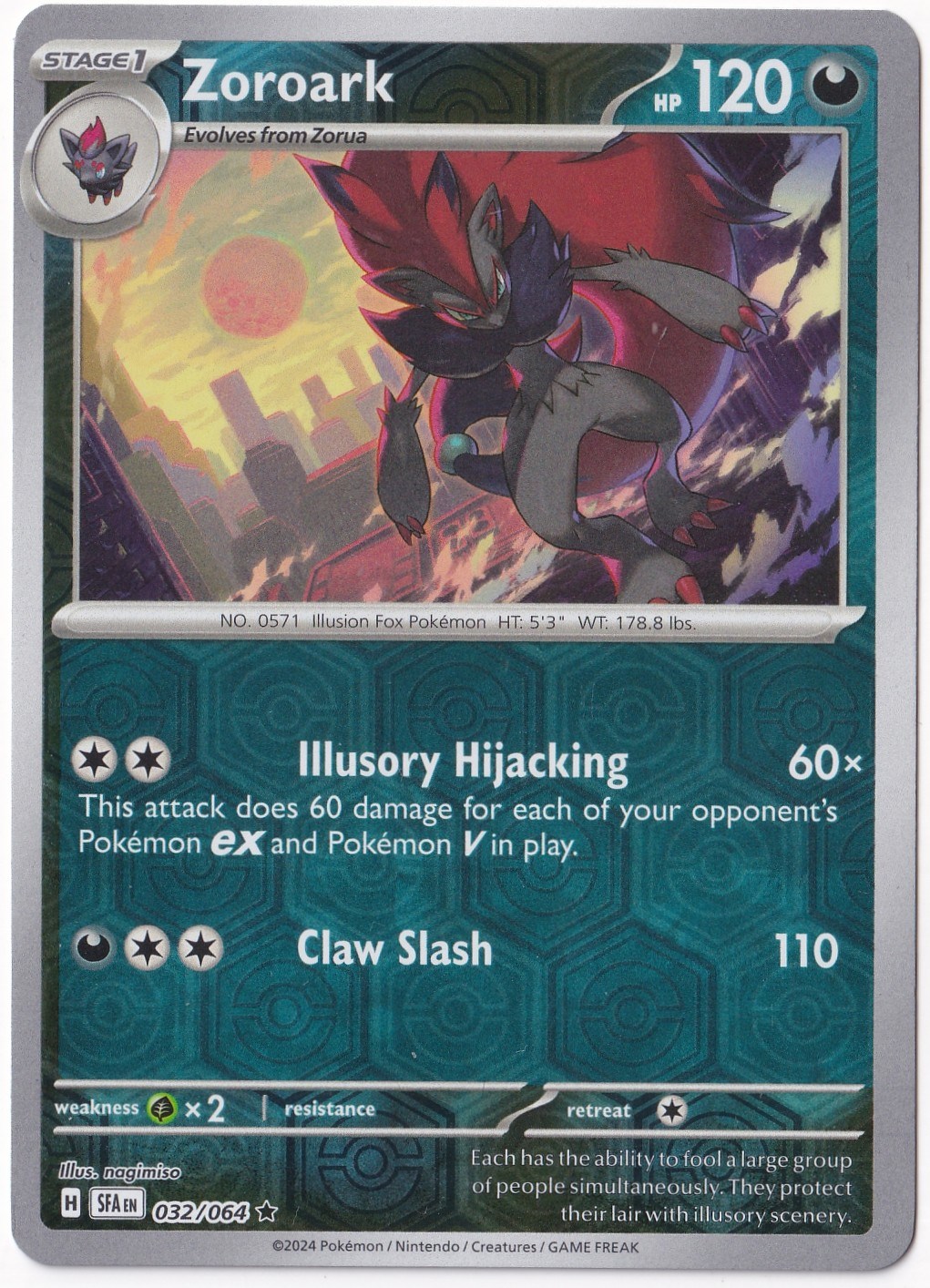 Shrouded FableZoroark [Reverse Holo] #32 Pokemon Shrouded Fable Pokemon Oyun Kartı