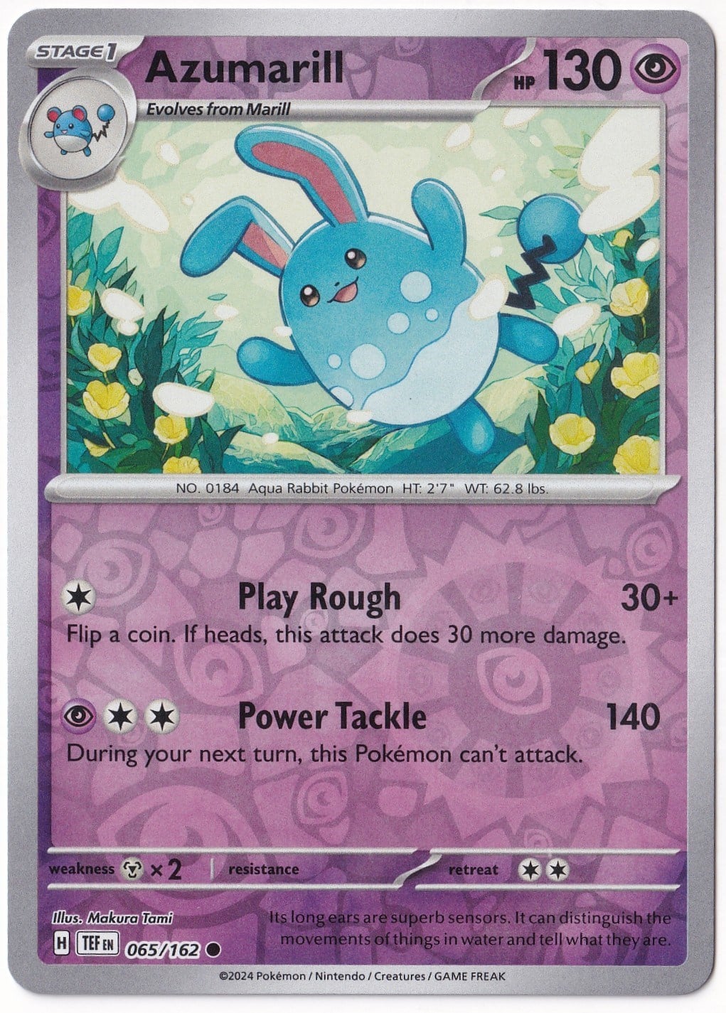 Temporal ForcesAzumarill [Reverse Holo] 065/162 - Temporal Forces - Pokemon Kartı (Mint)