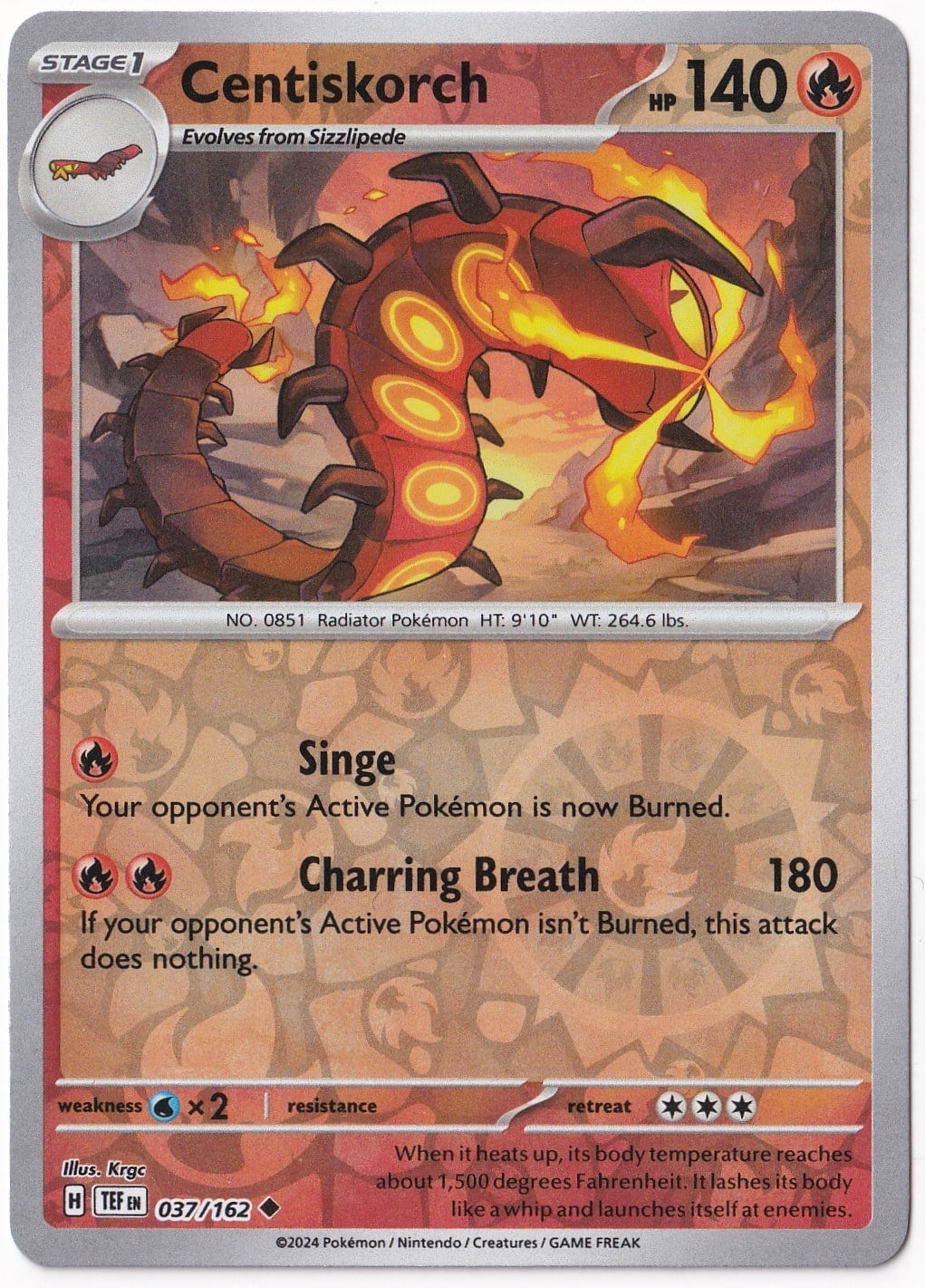 Temporal ForcesCentiskorch [Reverse Holo] 037/162 - Temporal Forces - Pokemon Kartı (Mint)