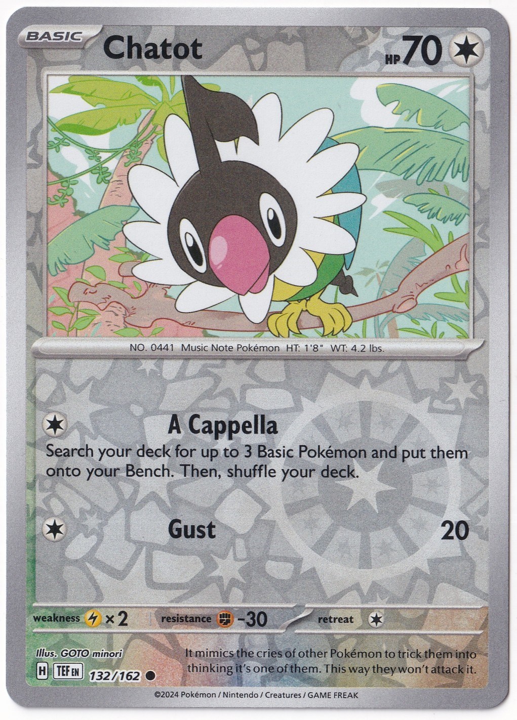 Temporal ForcesChatot [Reverse Holo] 132/162 - Temporal Forces - Pokemon Kartı (Mint)