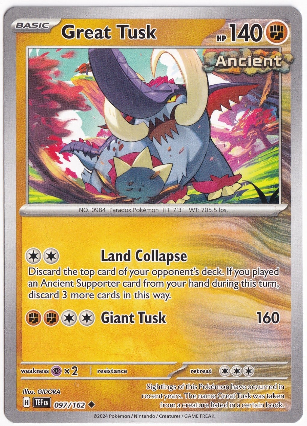 Temporal ForcesGreat Tusk 097/162 - Temporal Forces - Pokemon Kartı (Mint)