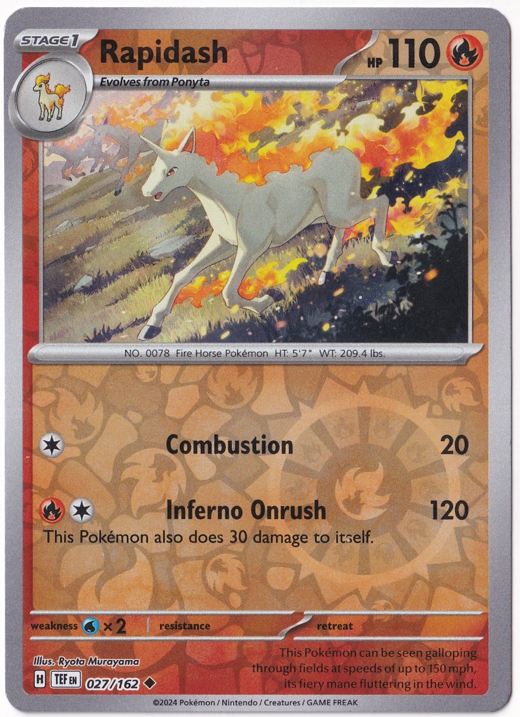 Temporal ForcesRapidash [Reverse Holo] 027/162 - Temporal Forces - Pokemon Kartı (Mint)