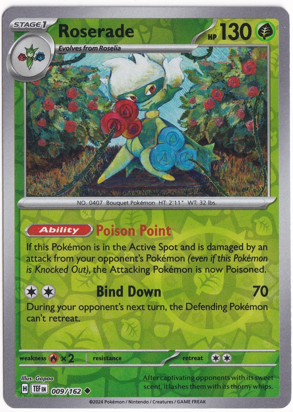 Temporal ForcesRoserade [Reverse Holo] 009/162 - Temporal Forces - Pokemon Kartı (Mint)