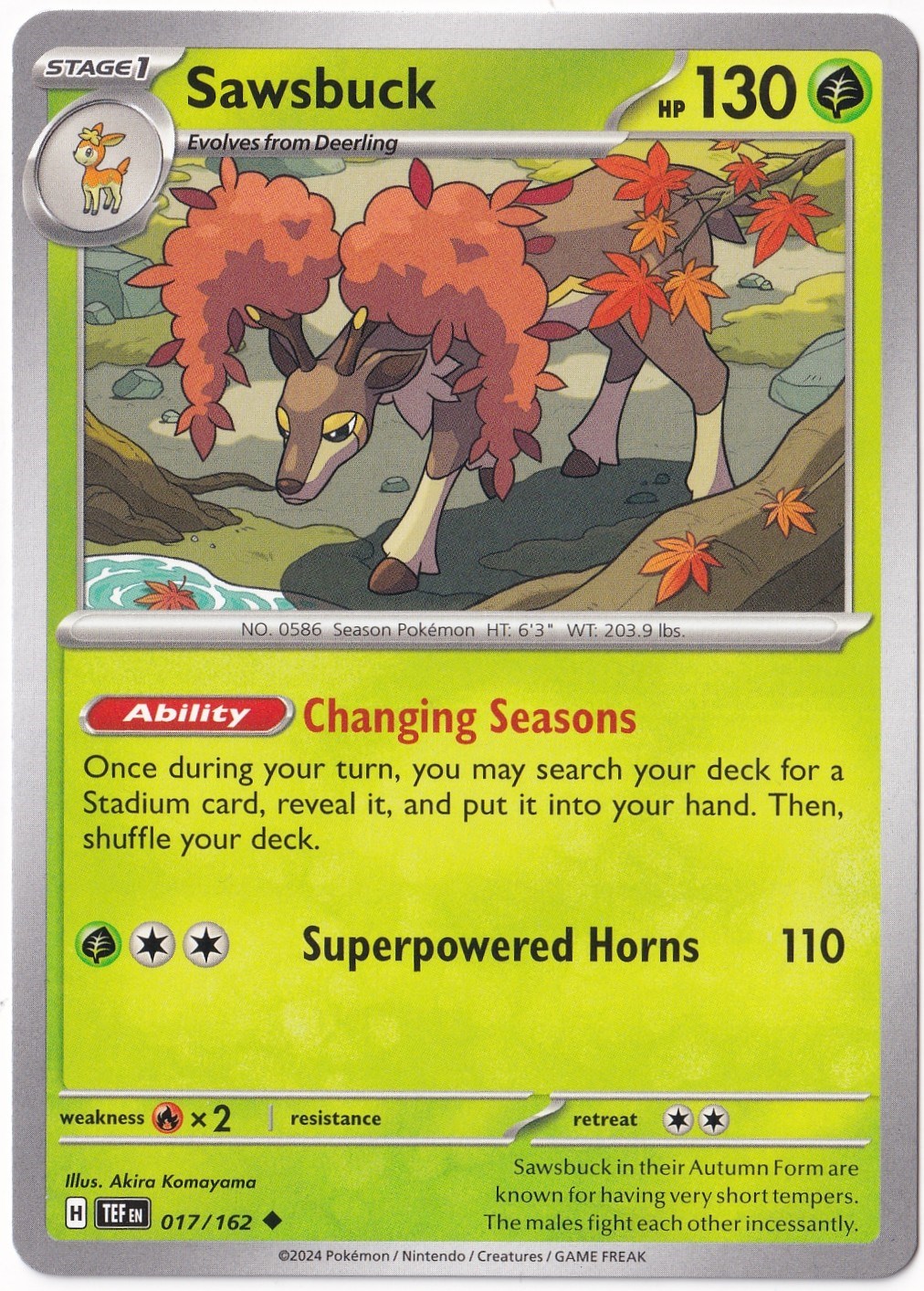 Temporal ForcesSawsbuck 017/162 - Temporal Forces - Pokemon Kartı (Mint)