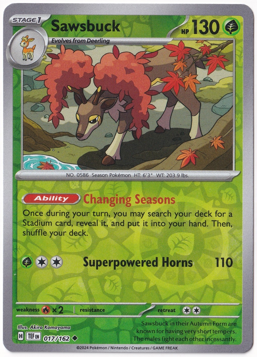 Temporal ForcesSawsbuck [Reverse Holo] 017/162 - Temporal Forces - Pokemon Kartı (Mint)