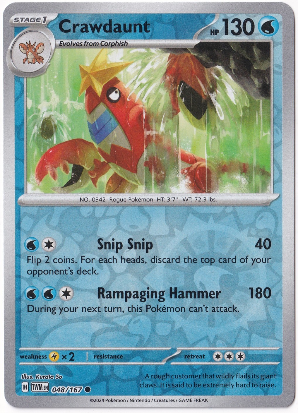 Twilight MasqueradeCrawdaunt [Reverse Holo] 048/167 - Twilight Masquerade - Pokemon Kartı (Mint)