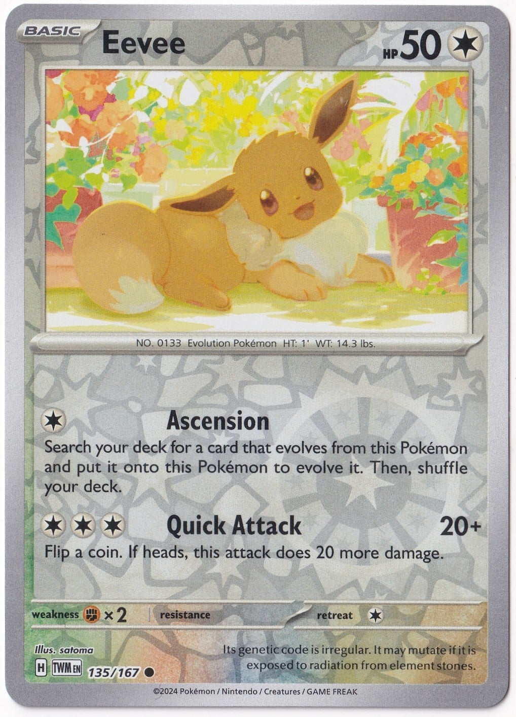 Twilight MasqueradeEevee [Reverse Holo] 135/167 - Twilight Masquerade - Pokemon Kartı (Mint)