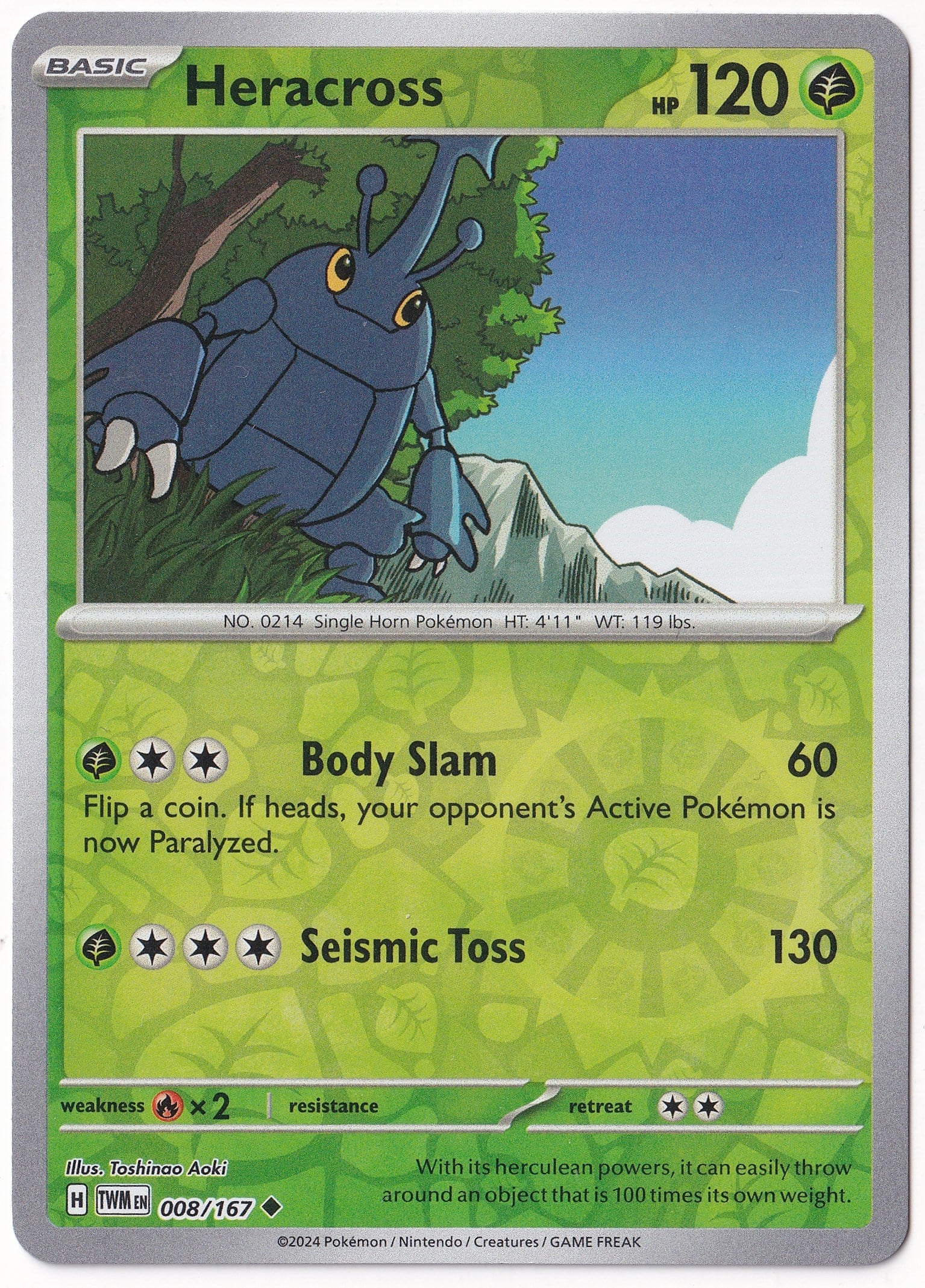 Twilight MasqueradeHeracross [Reverse Holo] #8 Pokemon Twilight Masquerade Pokemon Oyun Kartı