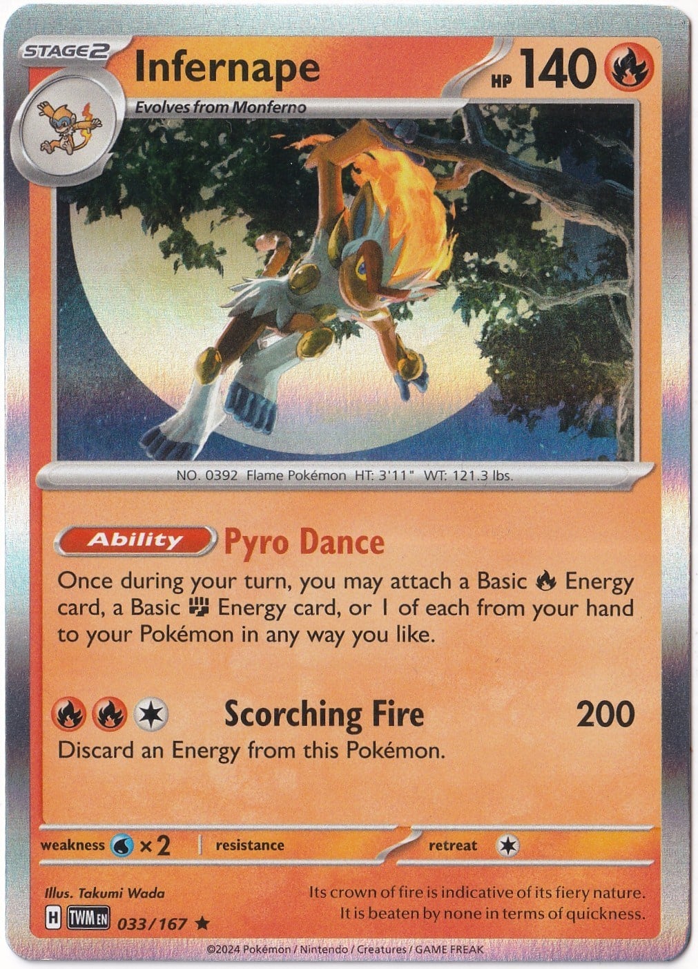Twilight MasqueradeInfernape [Reverse Holo] 033/167 - Twilight Masquerade - Pokemon Kartı (Mint)