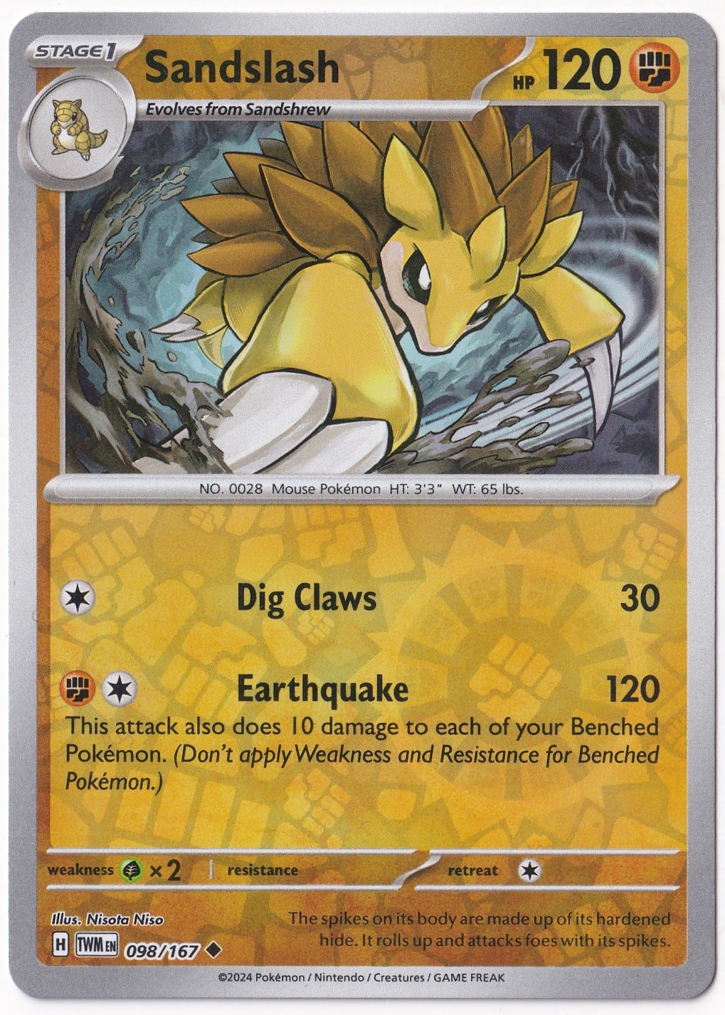 Twilight MasqueradeSandslash [Reverse Holo] 098/167 - Twilight Masquerade - Pokemon Kartı (Mint)