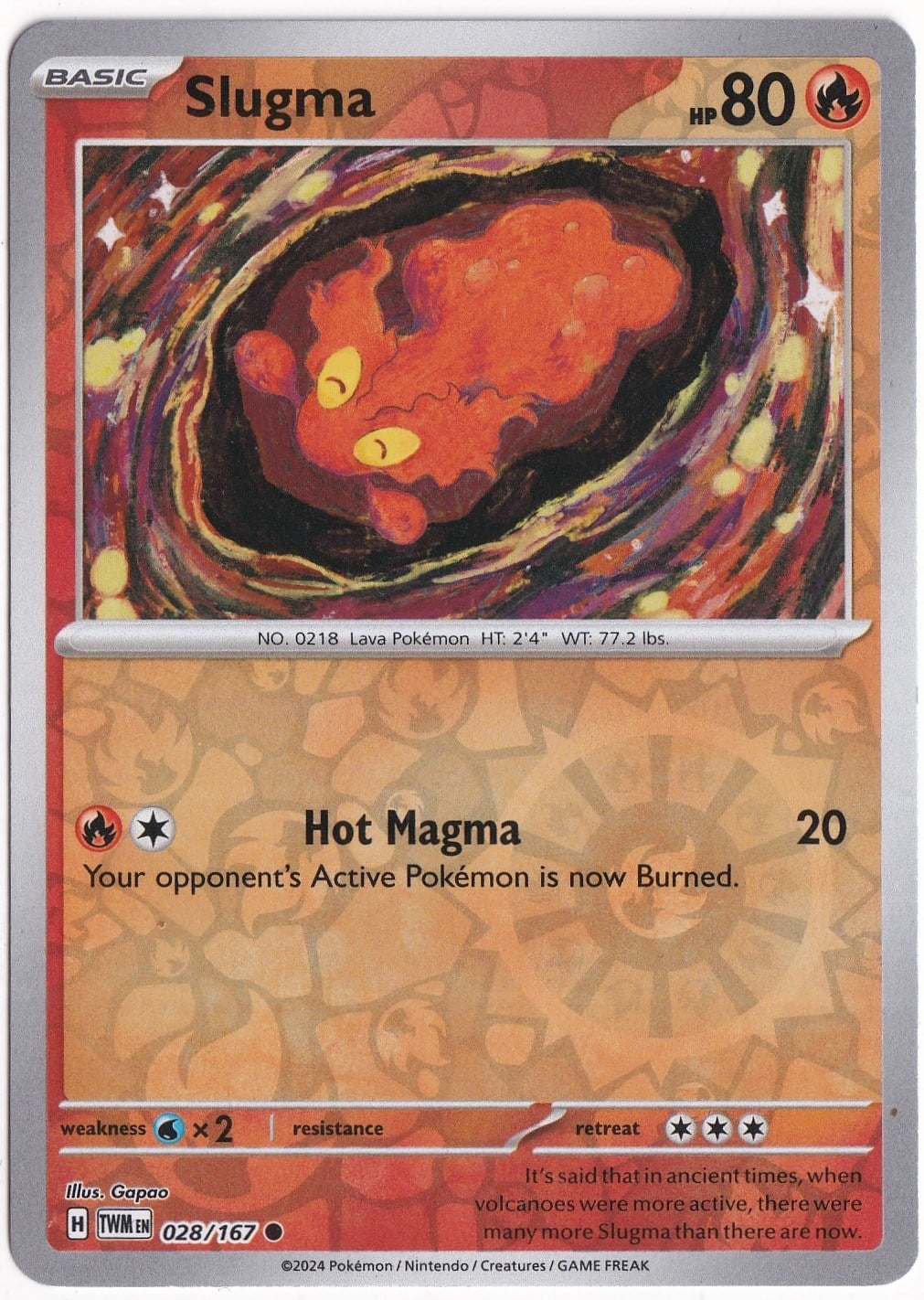 Twilight MasqueradeSlugma [Reverse Holo] 028/167 - Twilight Masquerade - Pokemon Kartı (Mint)