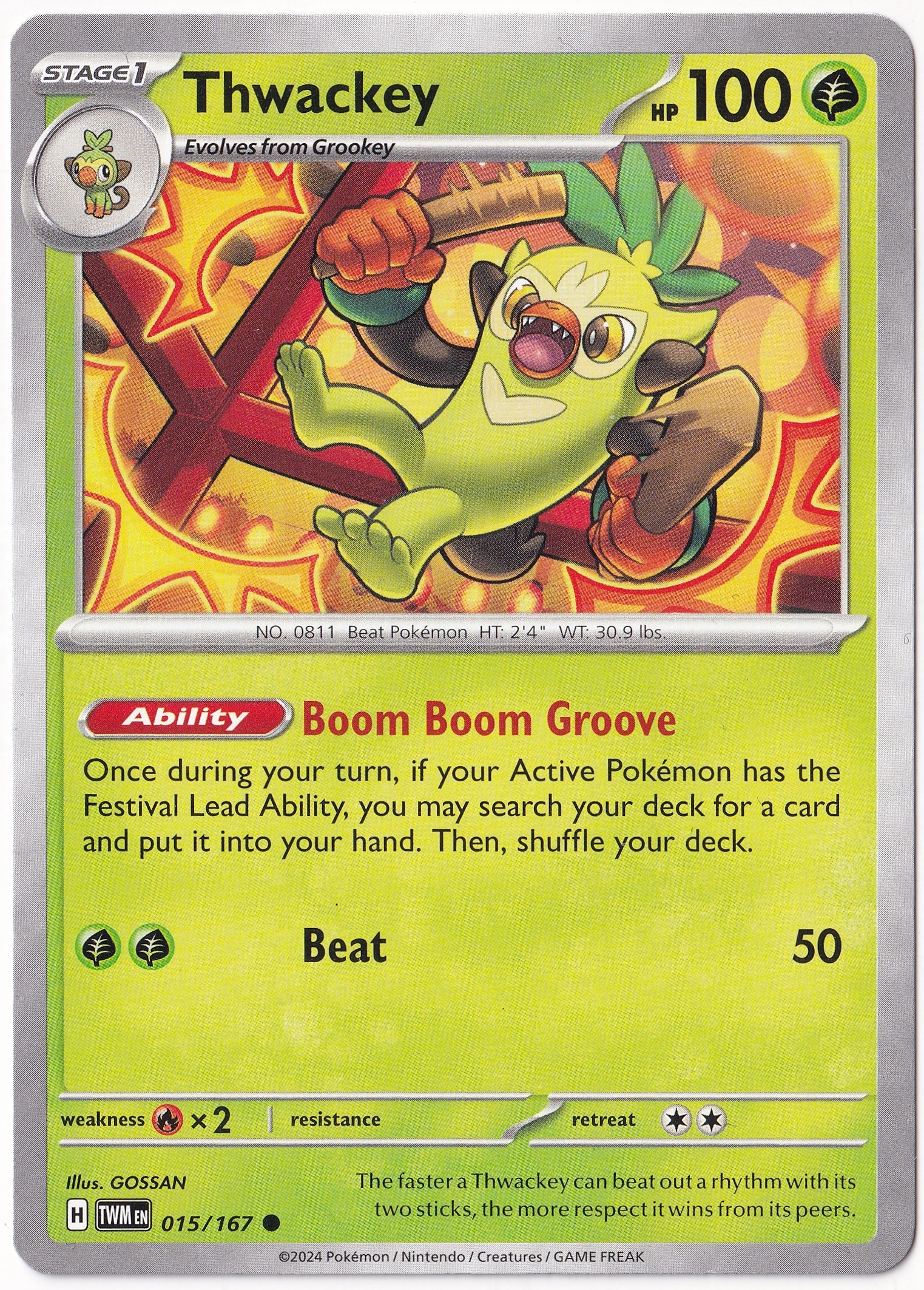 Twilight MasqueradeThwackey 015/167 - Twilight Masquerade - Pokemon Kartı (Mint)