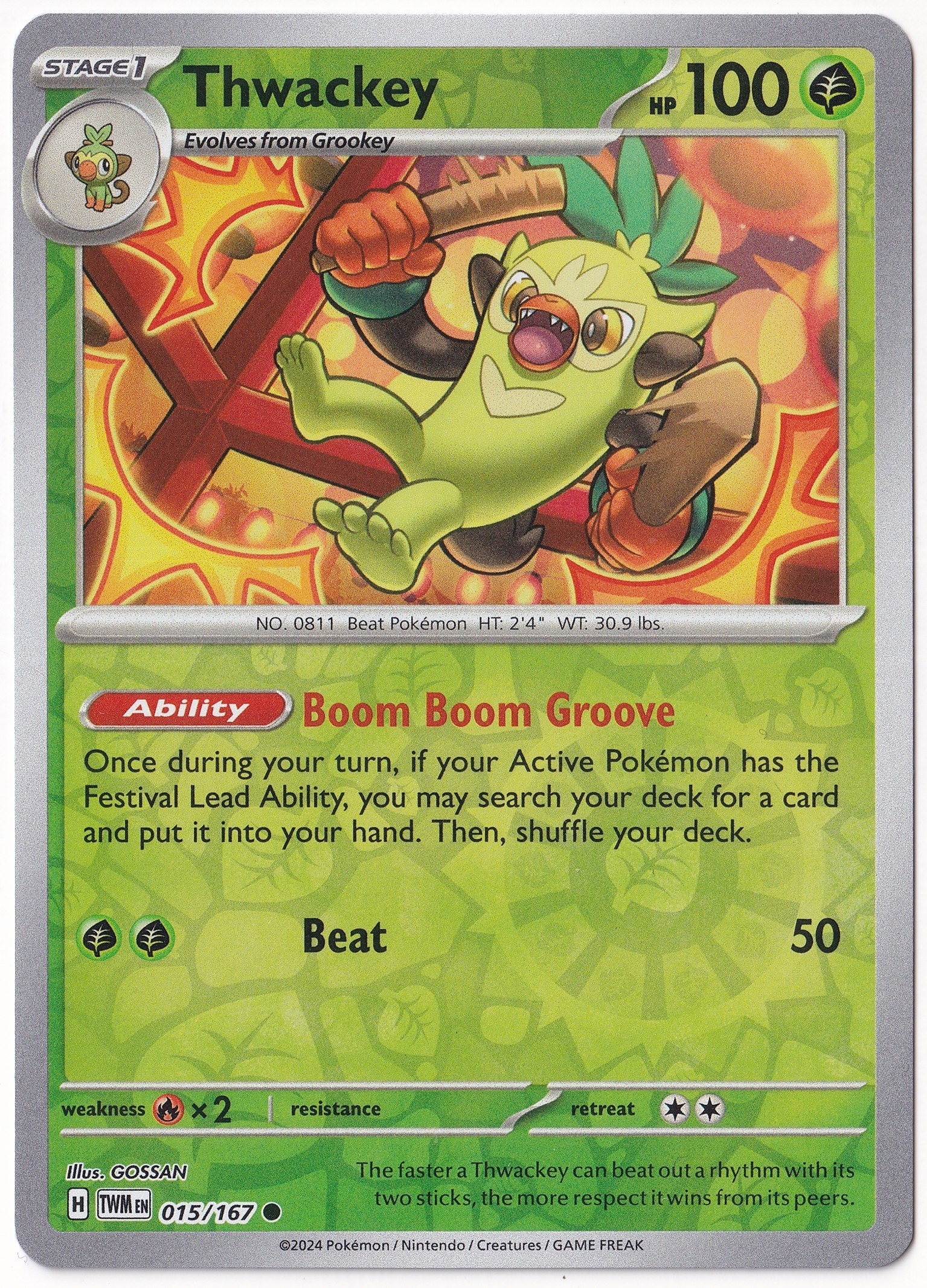 Twilight MasqueradeThwackey [Reverse Holo] 015/167 - Twilight Masquerade - Pokemon Kartı (Mint)