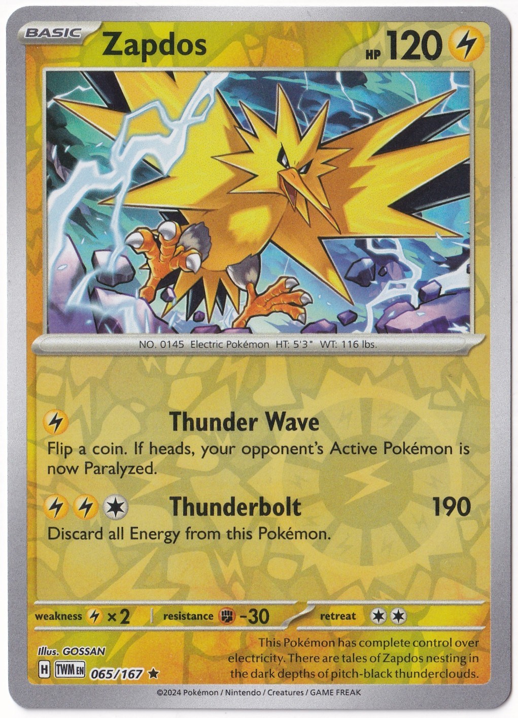 Twilight MasqueradeZapdos [Reverse Holo] 065/167 - Twilight Masquerade - Pokemon Kartı (Mint)