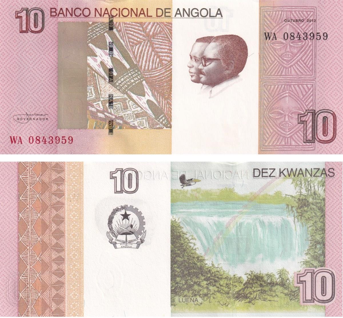 Angola, 10 Kwanza (2012) ÇİL Eski Yabancı Kağıt Para