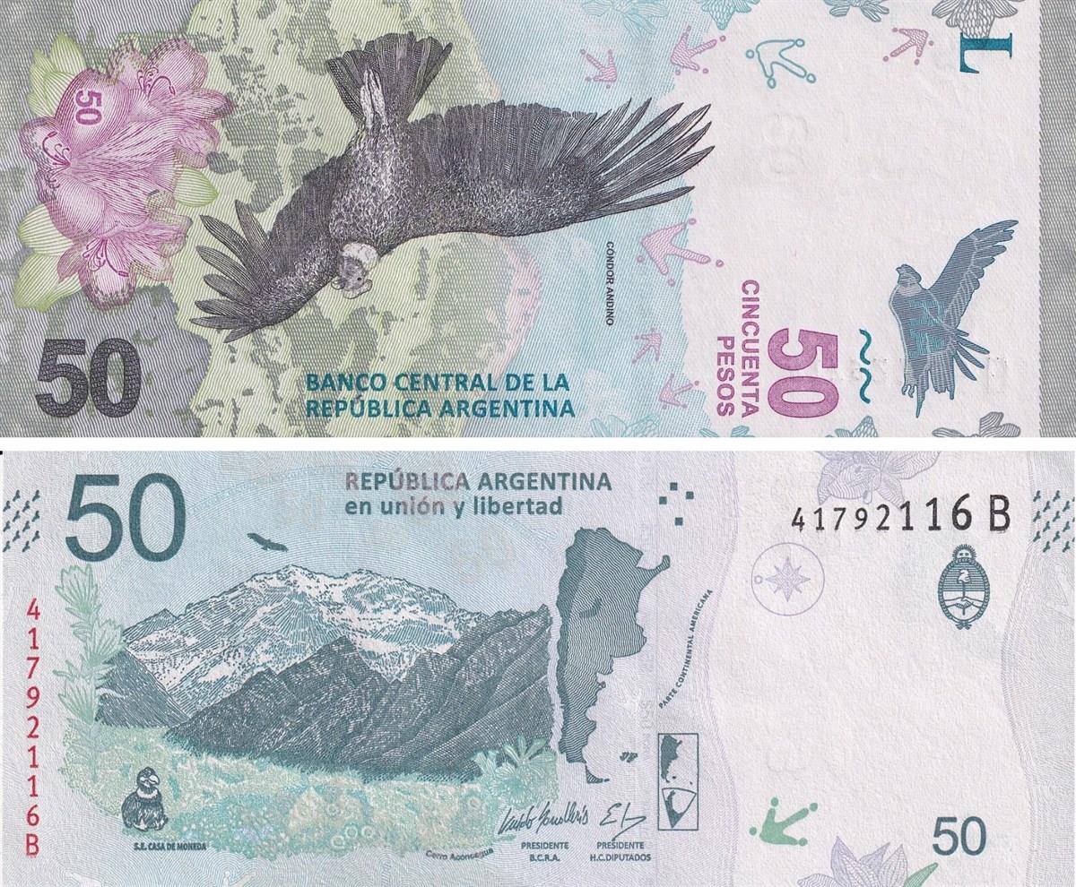 Arjantin, 50 Peso (2018) ÇİL Eski Yabancı Kağıt Para