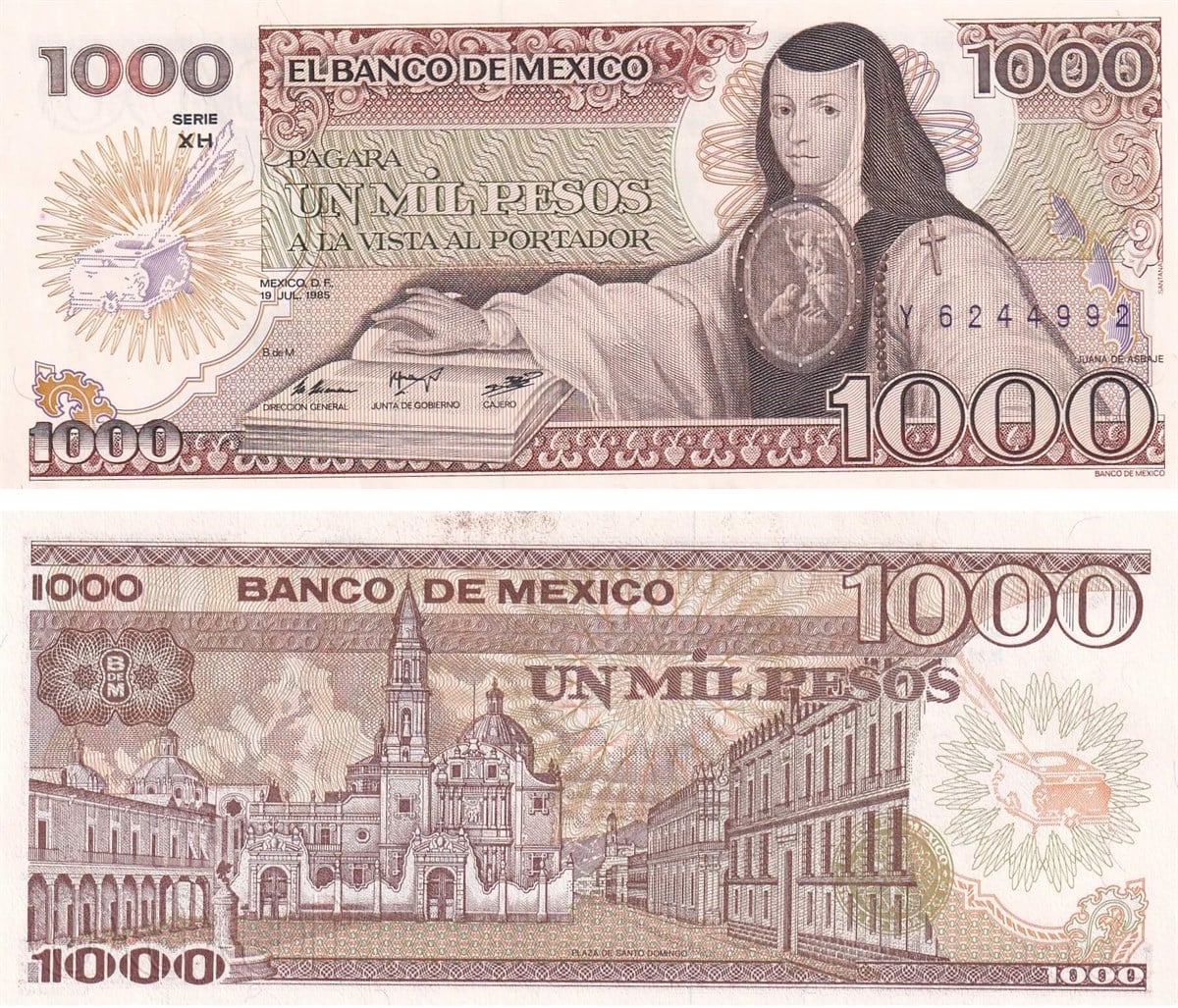 Yabancı Devletlerin Kağıt ParalarıMeksika, 1.000 Peso, (1985) P#85 ÇİL Eski Yabancı Kağıt Para
