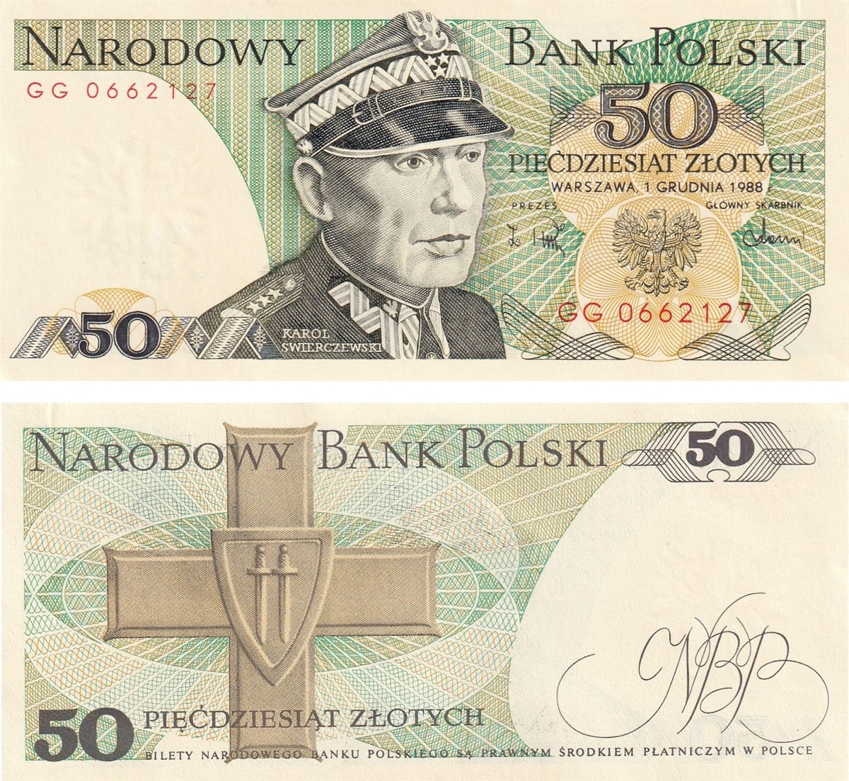 Yabancı Devletlerin Kağıt ParalarıPolonya, 50 Zloti (1988) P#142 ÇİL Eski Yabancı Kağıt Para