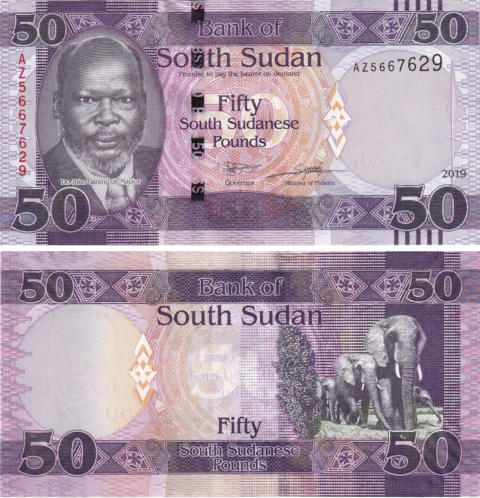 Yabancı Kağıt ParalarGüney Sudan, 50 Pound (2019) ÇİL Eski Yabancı Kağıt Para