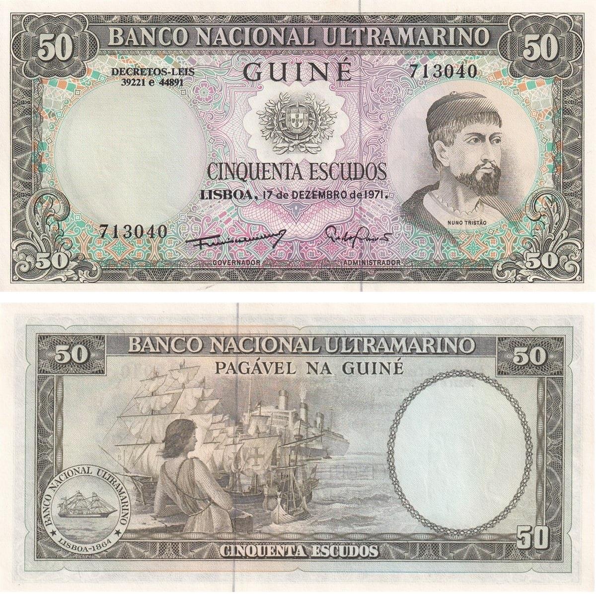 Yabancı Kağıt ParalarPortekiz Ginesi (Gine-Bissau), 50 Escudo (1971) ÇİL Eski Yabancı Kağıt Para