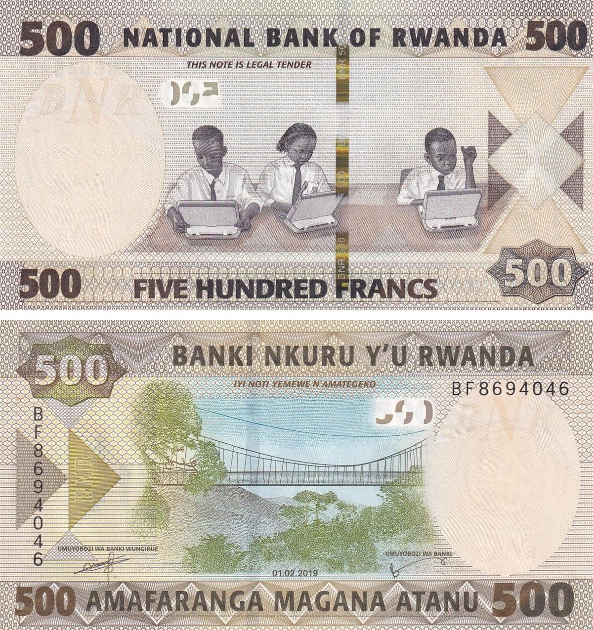 Ruanda, 500 Frank (2019) ÇİL Eski Yabancı Kağıt Para