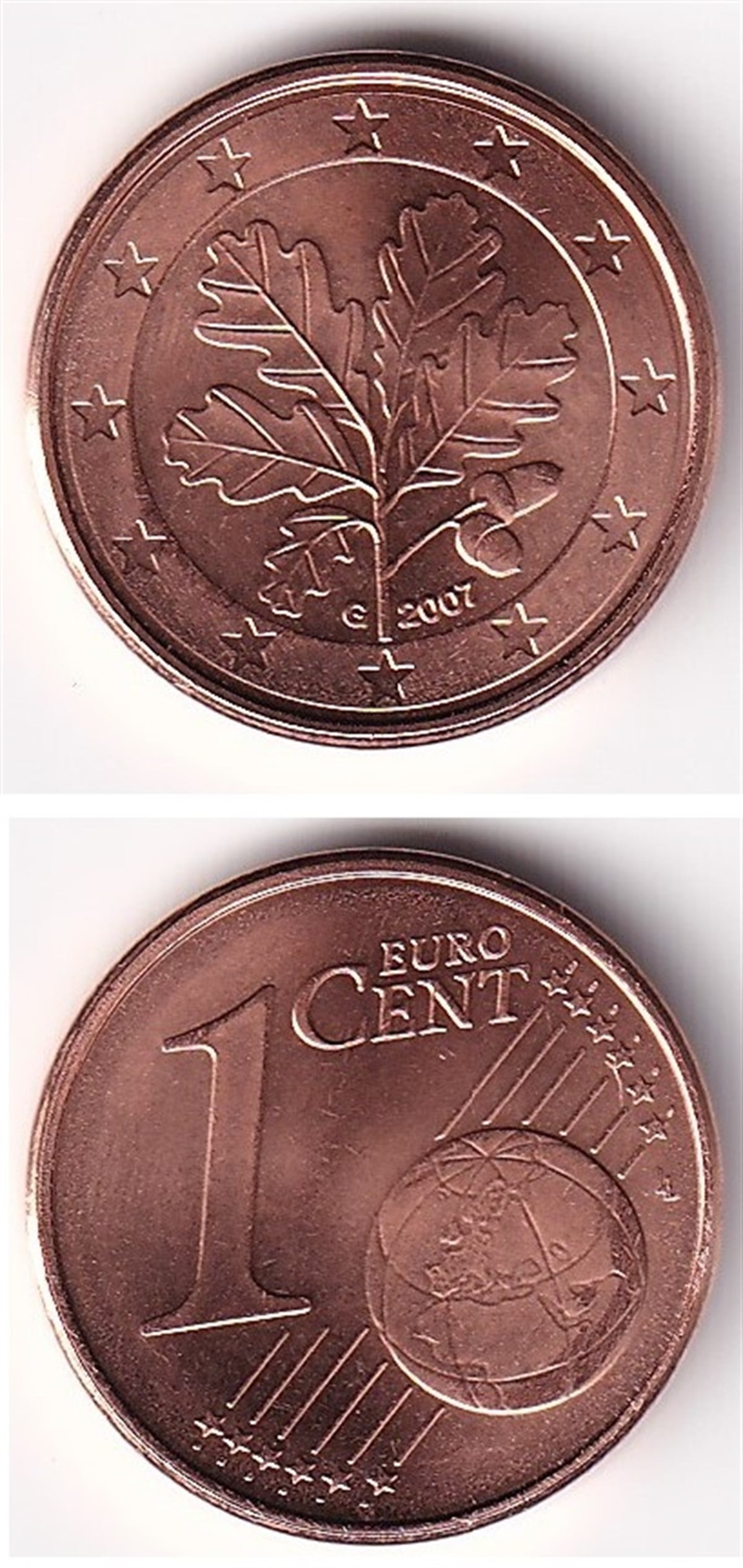 Yabancı Madeni ParalarAlmanya, 1 Euro Cent 2007, ÇİL