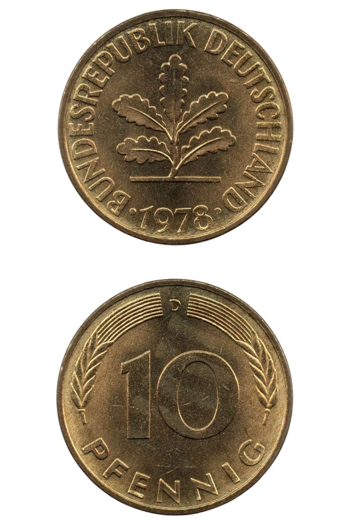 Yabancı Madeni ParalarAlmanya, 10 Pfennig 1978, ÇİL Eski Madeni Para