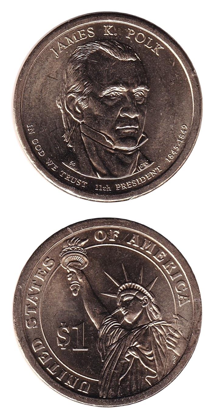 Yabancı Madeni ParalarAmerika Birleşik Devletleri, 1 Dolar (2009) ÇİL - James K. Polk