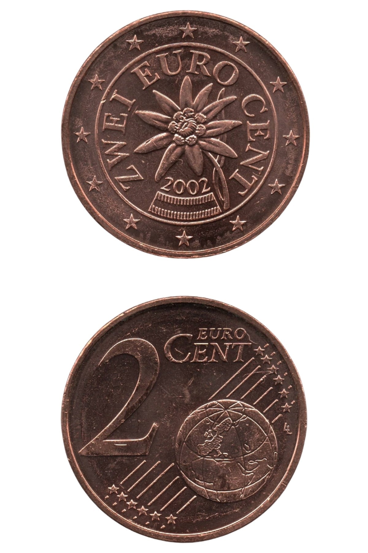 Yabancı Madeni ParalarAvusturya, 2 Euro Cent 2002, ÇİL Eski Madeni Para