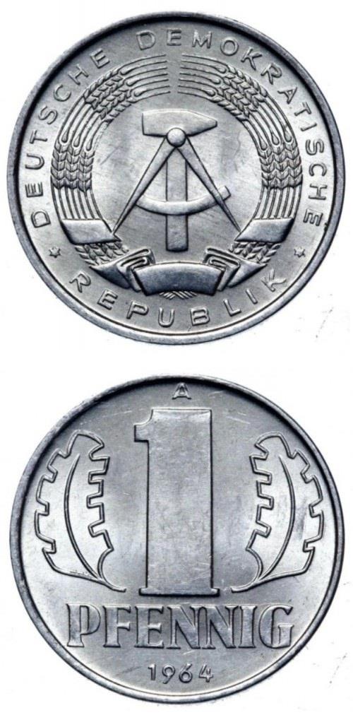 Yabancı Madeni ParalarDoğu Almanya (GDR), 1 Pfennig 1969-75 ÇİL