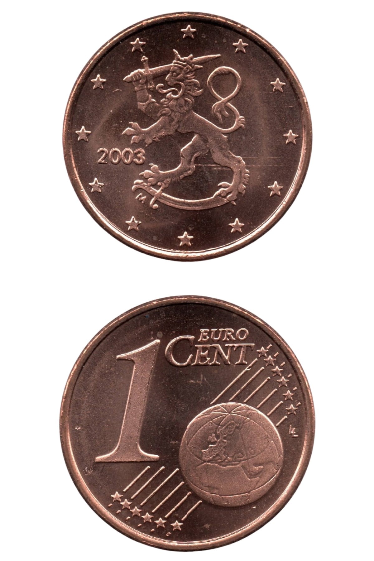 Yabancı Madeni ParalarFinlandiya, 1 Euro Cent 2003, ÇİL Eski Madeni Para