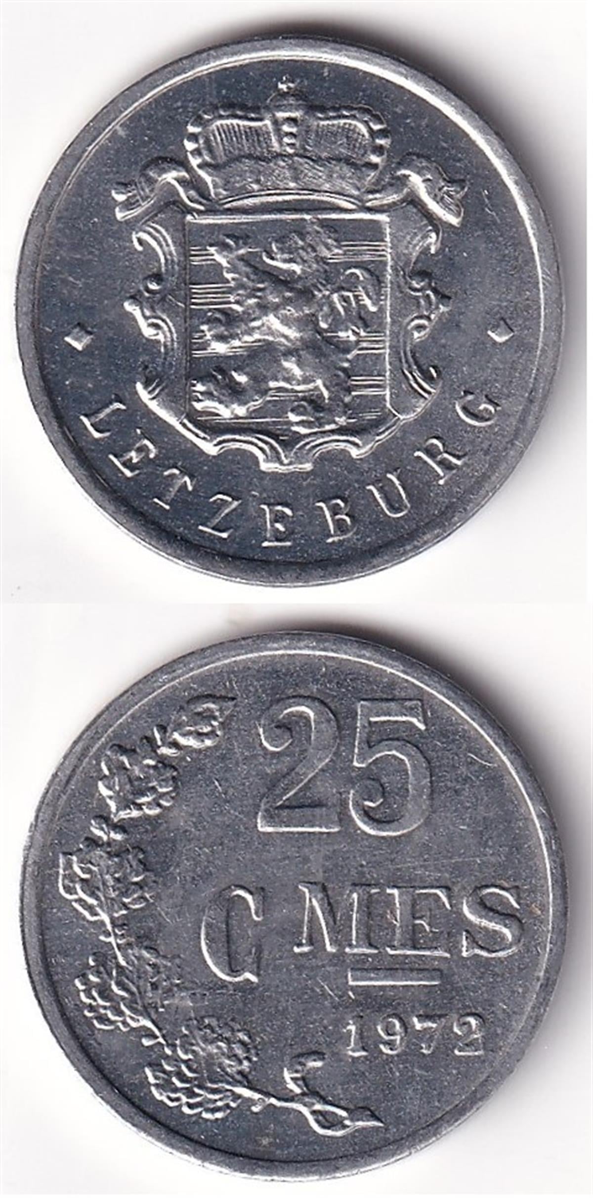 Yabancı Madeni ParalarLüksemburg, 25 Centim 1970-72 ÇİL Yabancı Madeni Para