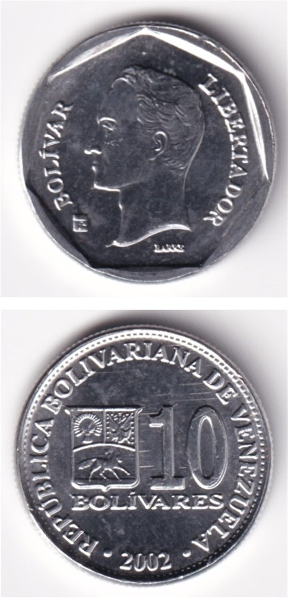 Yabancı Madeni ParalarVenezuela, 10 Bolivar 2002 ÇİL Madeni Para