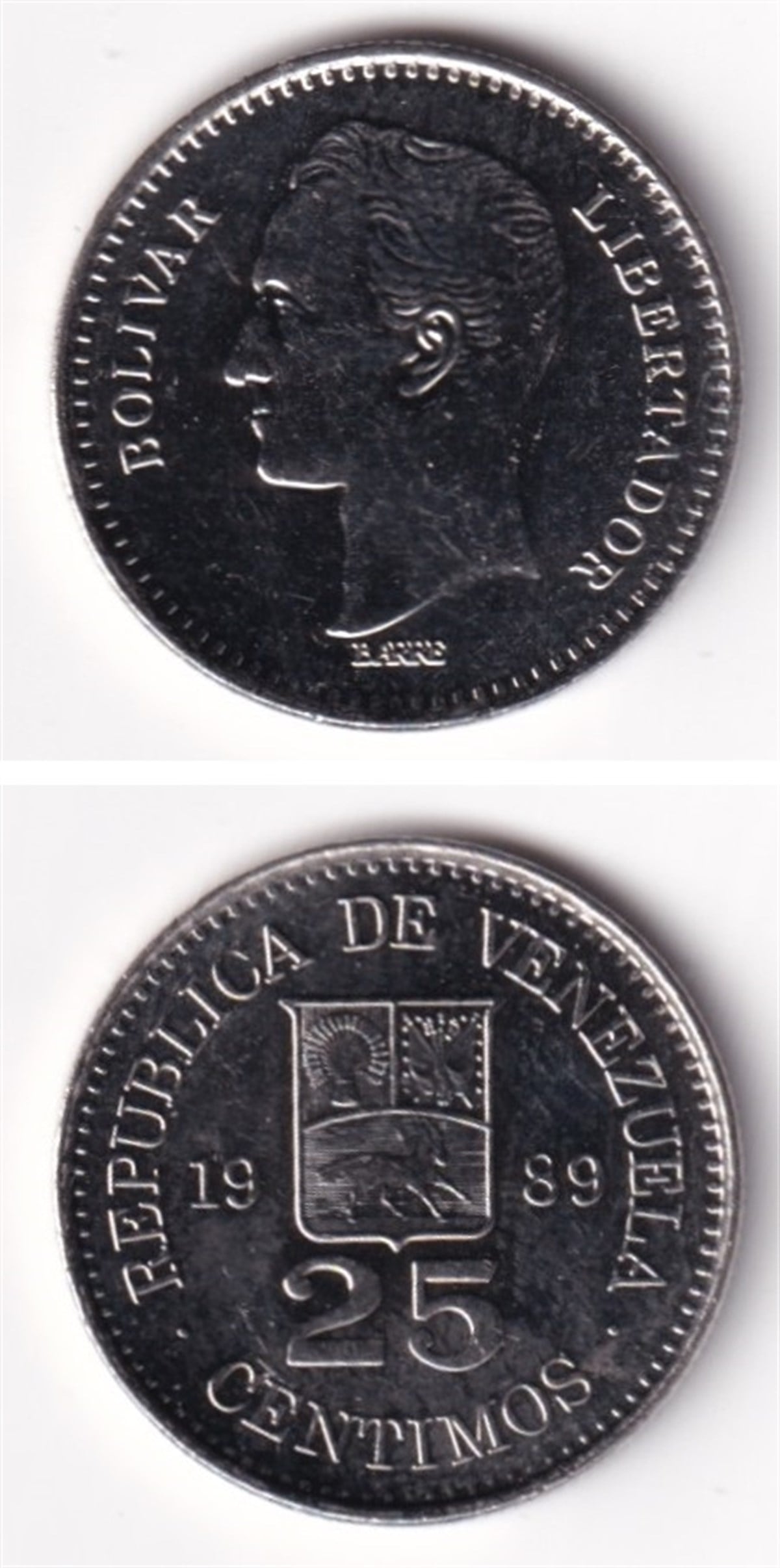 Yabancı Madeni ParalarVenezuela, 25 Centimos 1989 ÇİL Madeni Para