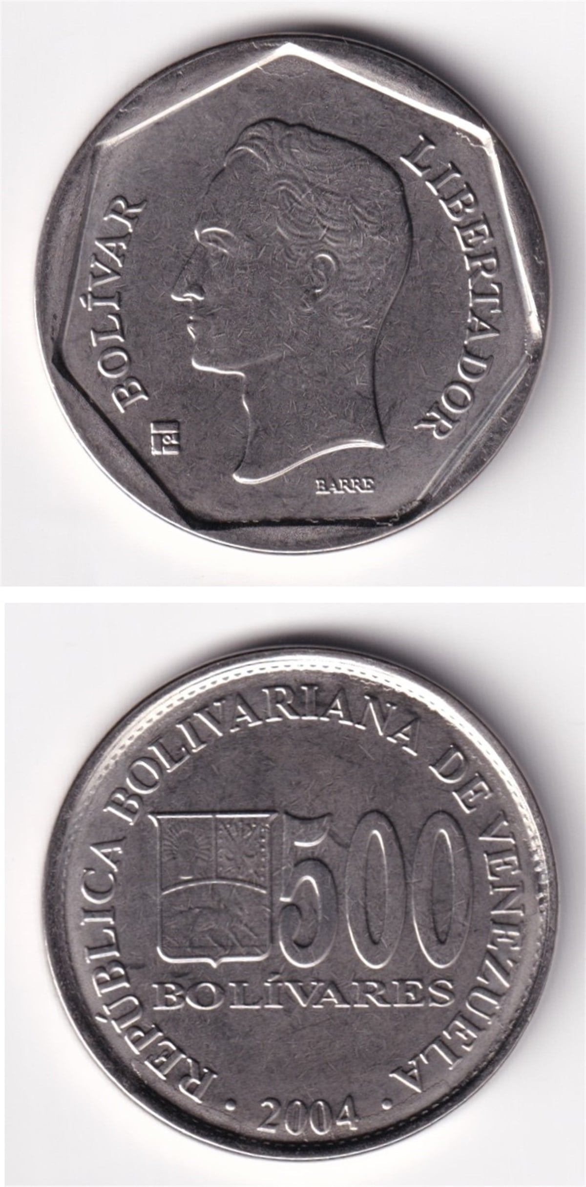 Yabancı Madeni ParalarVenezuela, 500 Bolivar 2004 ÇİL Madeni Para