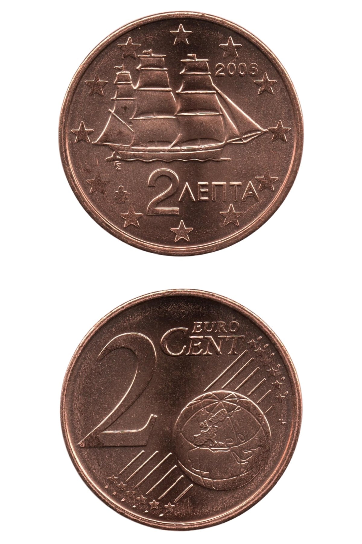 Yabancı Madeni ParalarYunanistan, 2 Euro Cent 2006, ÇİL Eski Madeni Para