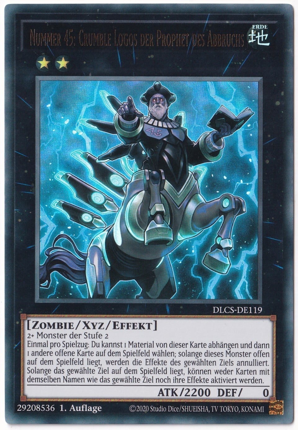 Yu-Gi-Oh!Yu-Gi-Oh! Number 45: Crumble Logos the Prophet of Demolition (Nummer 45: Crumble Logos der Prophet des Abbruchs) - DLCS-DE119 Ultra Rare (Almanca 1. Baskı)