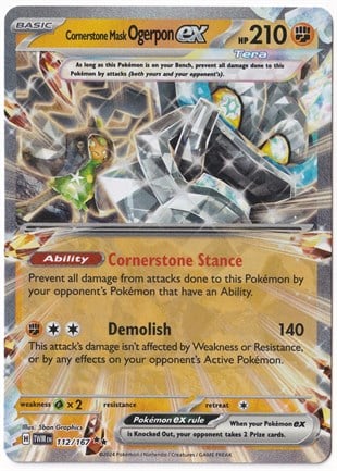*** Özel Pokemon Kartları ***Cornerstone Mask Ogerpon ex #112 - Pokemon Twilight Masquerade - Pokemon Kartı (Mint)