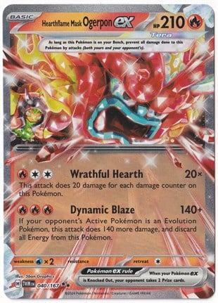 *** Özel Pokemon Kartları ***Hearthflame Mask Ogerpon ex #40 - Pokemon Twilight Masquerade - Pokemon Kartı (Mint)