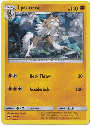 # Premium Kartlar #Lycanroc [Cracked Ice] #76 - Pokemon Burning Shadows - Pokemon Kartı (Mint)