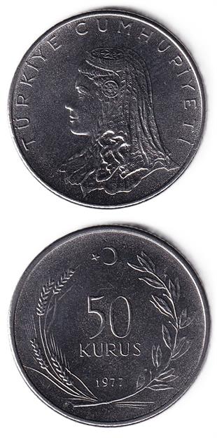 1958-1980 Dönemi Madeni ParalarıTürkiye, 50 Kuruş (1977) ÇİL Eski Madeni Para