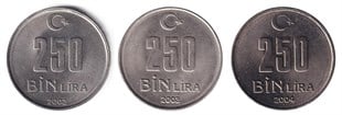 1981-2004 Dönemi Madeni Paraları250.000 Lira (2002-2004) Tam Takım ÇİL Eski Madeni Para Seti