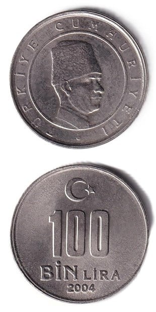 1981-2004 Dönemi Madeni ParalarıTürkiye, 100.000 Lira (2004) ÇİL Eski Madeni Para