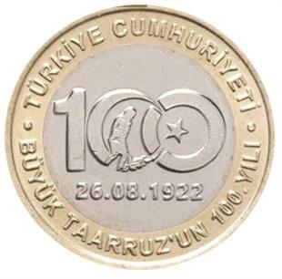 2005 ve Sonrası Dönem Madeni Paraları26.08.1922 Büyük Taarruz'un 100. Yılı Hatıra Parası