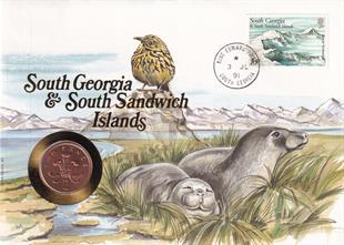 Madeni Para MektuplarıMünz-Briefe, Güney Georgia ve Güney Sandwich Adaları, 2 Pence 1990