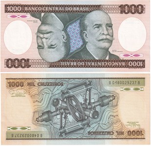 Yabancı Kağıt ParalarBrezilya, 1.000 Kruzeiro (1986) P#201 ÇİL Eski Yabancı Kağıt Para